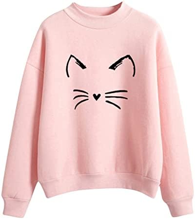 Sorto fofo para mulheres sorriso de gato rosto gráfico camiseta