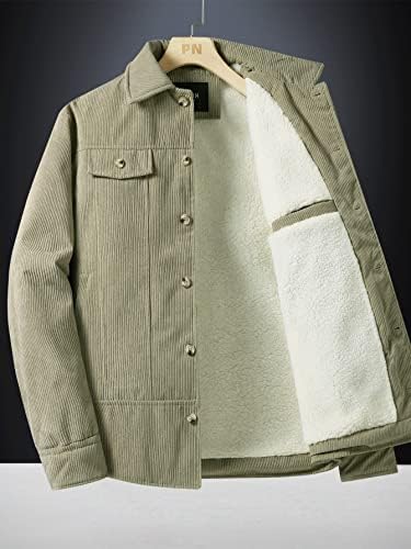Jackets for Men - Men Flap Detalhe Térmico Cordamento Cordeiro Casaco de Inverno