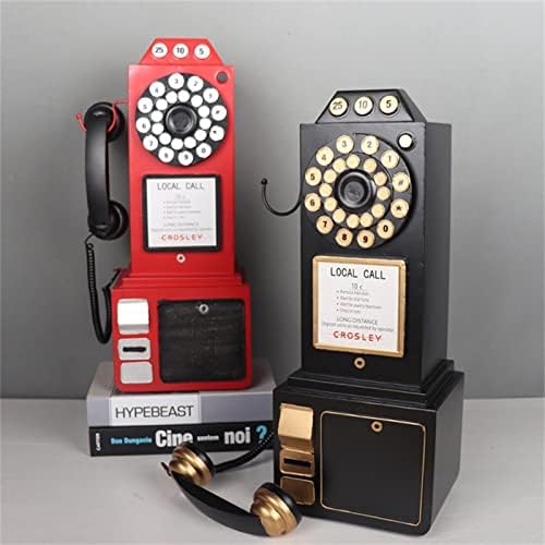 Telefone de metal decorativo - 1pc Adereços de telefone antigos - 9.8x6.3x19,7 polegadas Criativo Vintage Decorativo Telefone