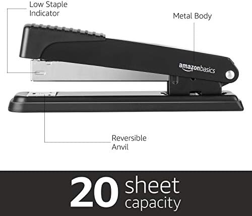 Grampeador básico da , grampeador de desktop de faixa completa, grampeador de escritório de metal, capacidade de 20 folhas, 3-pacote