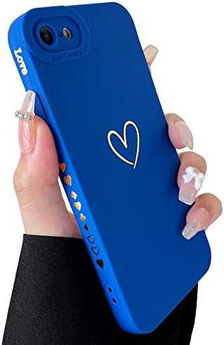 SMOBEA Compatível com a caixa do iPhone SE 2022, caixa do iPhone SE 2020, iPhone 7/8 Case Luxury Gold Heart Padrão de silicone macio