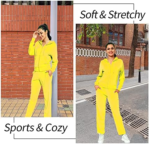 Velor Tracksuit Womens 2 Peças Roupgers Loungewear Roupfits para mulheres Moor de moletom de moletom Soft Sport Sweat