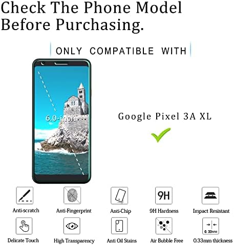 Katin [2-Pack] Projetado para Google Pixel 3A XL Protetor de tela Anti-arranhão de vidro temperado, sem bolhas, dureza 9H,
