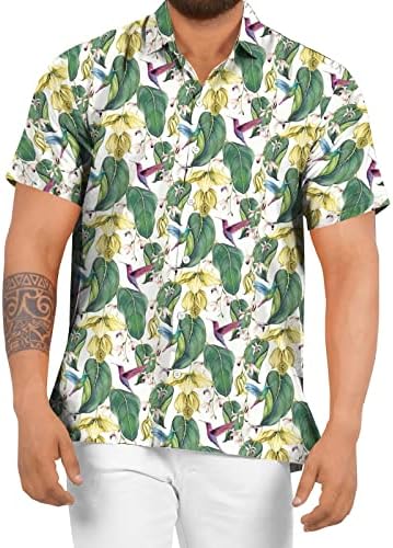 BEUU 2022 NOVAS camisas havaianas masculinas, Button de manga curta de verão para cima Tops Tropical Floral Print Relaxed