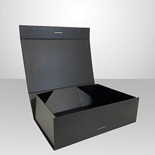 Pack2pack Caixa de presente dobrável de luxo com fita removível | Caixa dobrável com fechamento magnético | Casamentos, chuveiros de noiva, presentes corporativos | Papel reciclado | 15 pacote