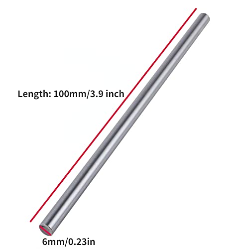 4pcs aço inoxidável haste de metal redonda sólida, diâmetro: 6 mm/0,23 polegadas, comprimento: 100 mm/3,9 polegadas.