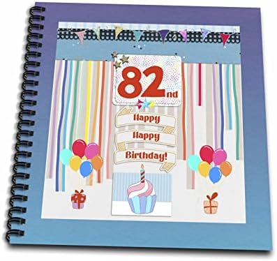 Imagem 3drose de 82º aniversário, cupcake, vela, balões, presentes. - desenho de livros